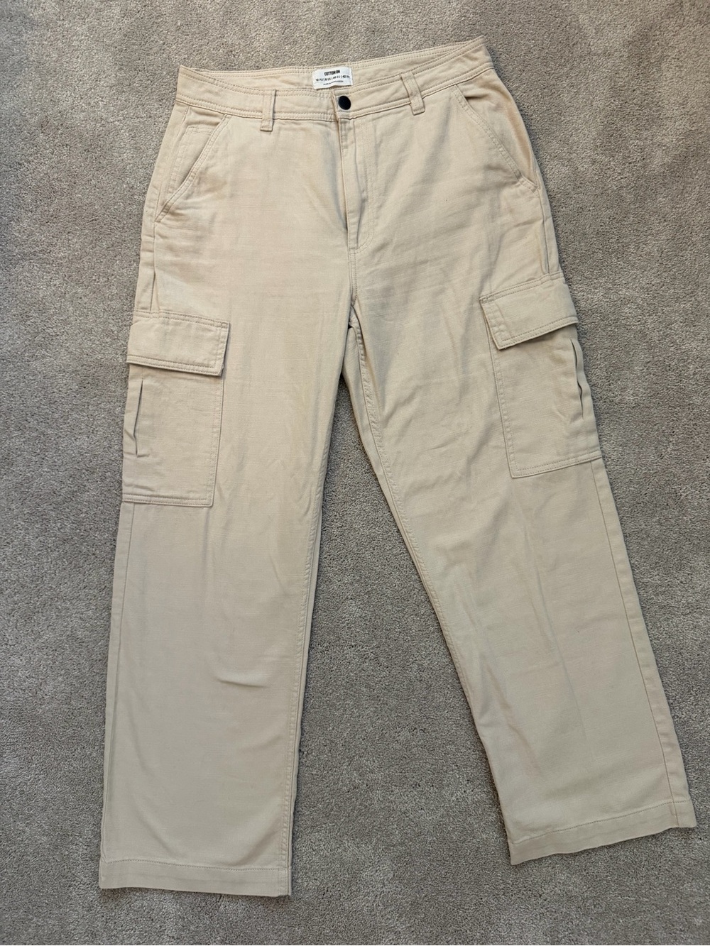 Cotton On Beige Straight-Leg Cargo Pants